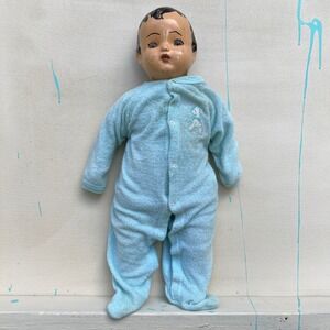 Vintage 1950s Horsman Dolls Baby Doll 20" H x 6.5" W w/ Sears  Terrycloth Outfit